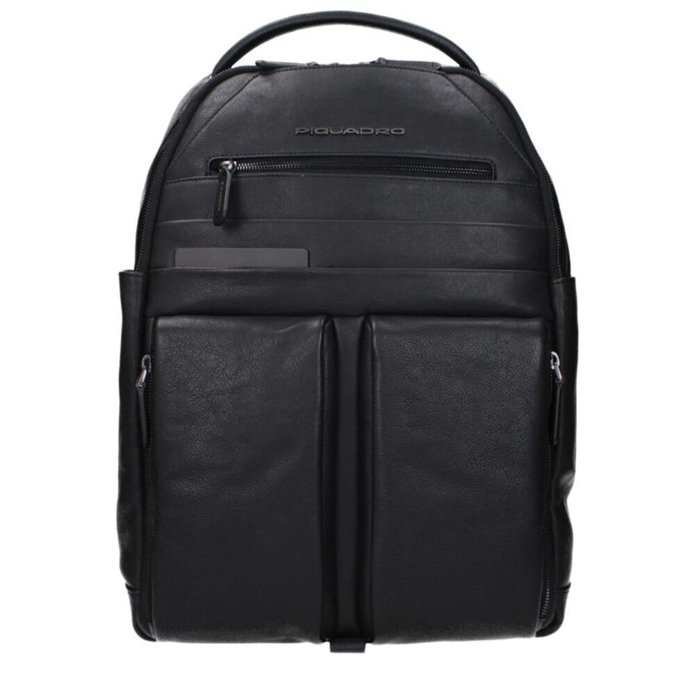 Piquadro Black Leather Men's Backpack